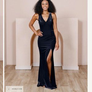 Revelry Asher Velvet Dress Navy Blue Size 0